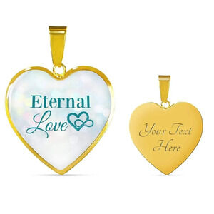 Eternal Love Necklace Personalized Engraved Gold Heart Necklace Custom Name Dat